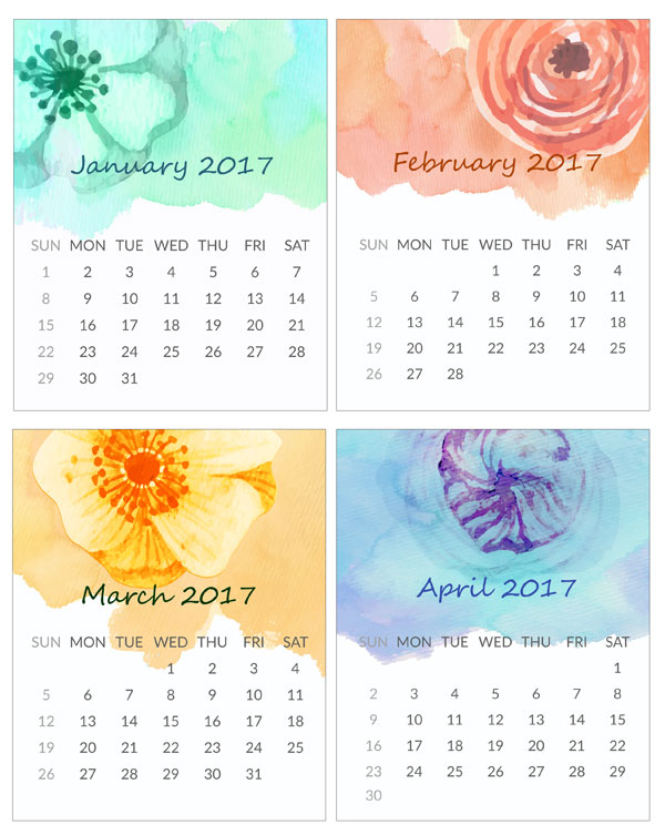 Printable Mini Calendar for 2016 Free to Download and Print