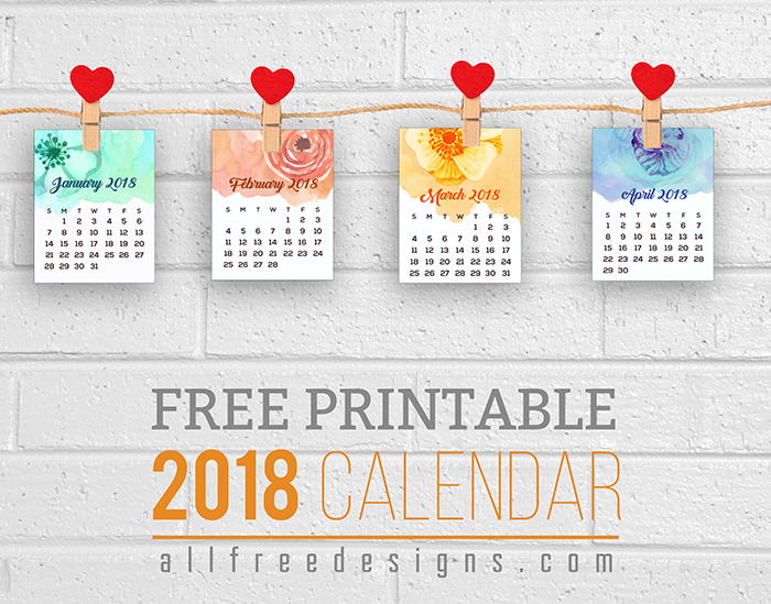 Printable Mini Calendars for 2018 to Download Free