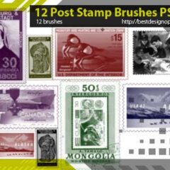 12 Exclusive Postage Stamps Photoshop Brushes