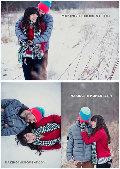 winter snow engagement picture ideas