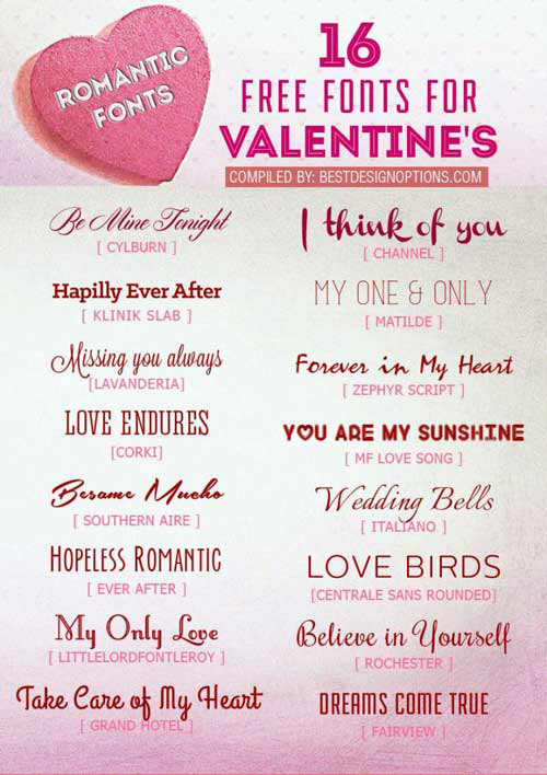 Free Romantic Fonts For Valentine Design Projects