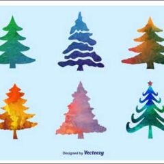 30 Sets of Free Christmas Tree Clip Art Vectors