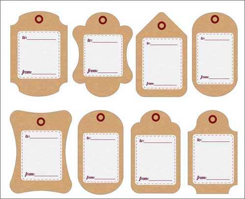 Christmas Gift Tags in Brown Paper Texture: Free Printables