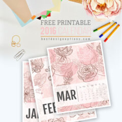 2 Sets of Free Printable 2016 Calendars in Pink