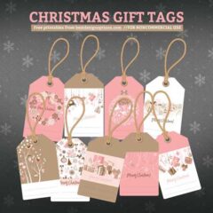 2 Sets of Free Christmas Gift Tags in Pink and Blue