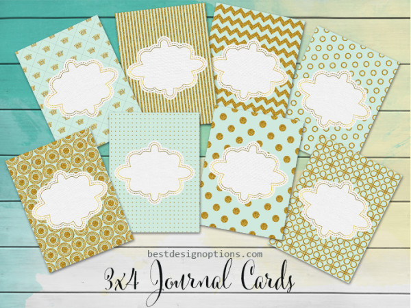 Free Printable Card Designs in Mint Green and Gold