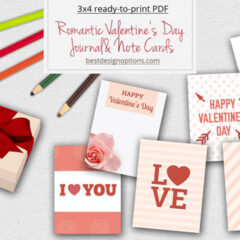 6 Free Simple Valentine Cards and Gift Tags in Pink