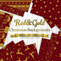 13 Christmas Backgrounds in Red and Gold Patterns