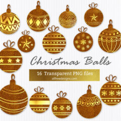 Holiday Clip Art: 18 Free Gold Christmas Balls in PNG Format