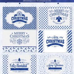 Free Printable Christmas Cards in Sparkly Blue Designs