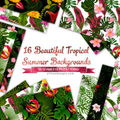 Summer Backgrounds: 16 Tropical-Inspired Seamless Patterns