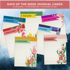 7 Free Journal Cards Featuring Days of the Week