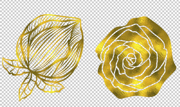 png roses in gold texture