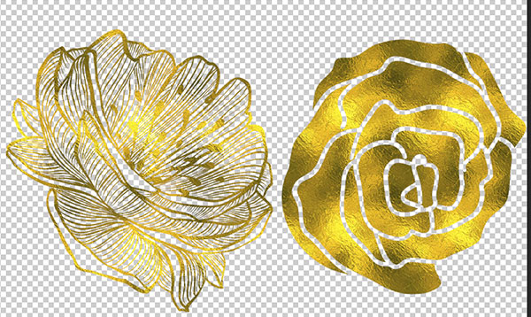 png roses in gold textures