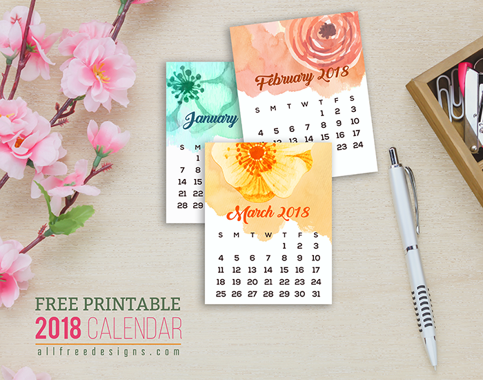 printable mini calendar 2018