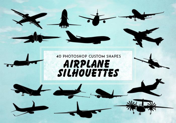 Airplane Silhouette Shapes: 40 Vector Images for Photoshop