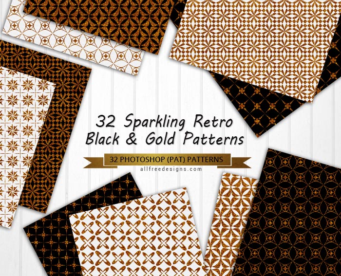 black gold retro patterns