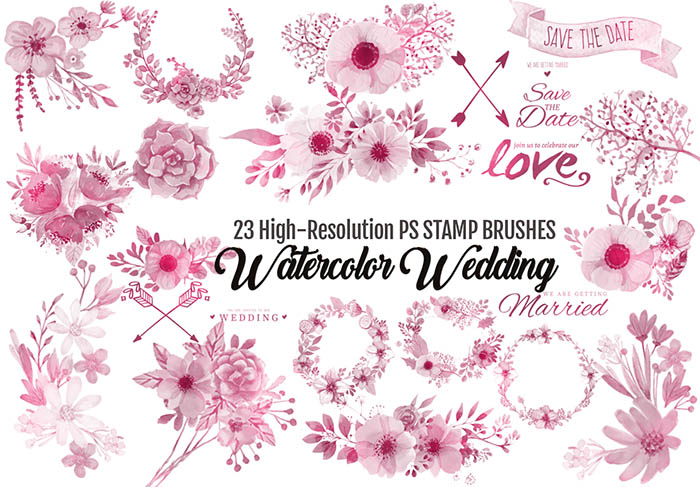 watercolor wedding brushes