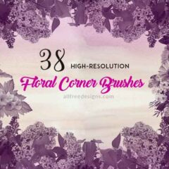 Floral Corner Brushes: 38 Realistic Flower Images for Photoshop