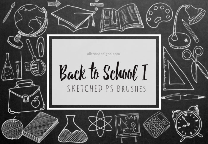 pencil-sketched school icons