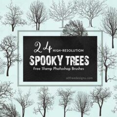 Spooky Trees: 24 Stamp Halloween Brushes for Photoshop