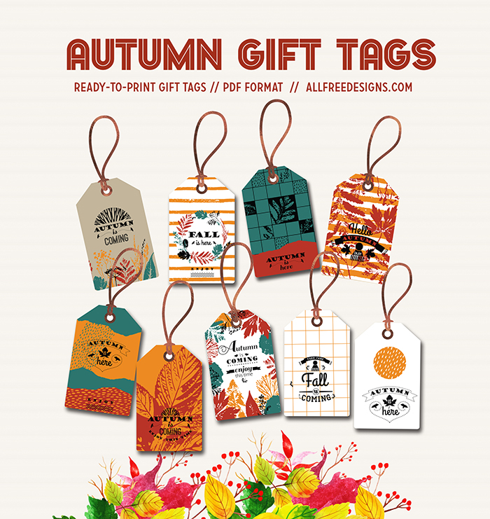 Autumn Gift Tags and Bookmarks: 9 Printable Designs | All Free Designs