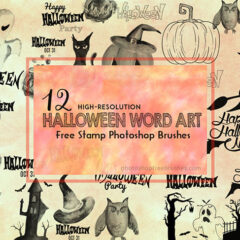 12 Halloween Word Art Brushes for Making Posters and Gift Tags