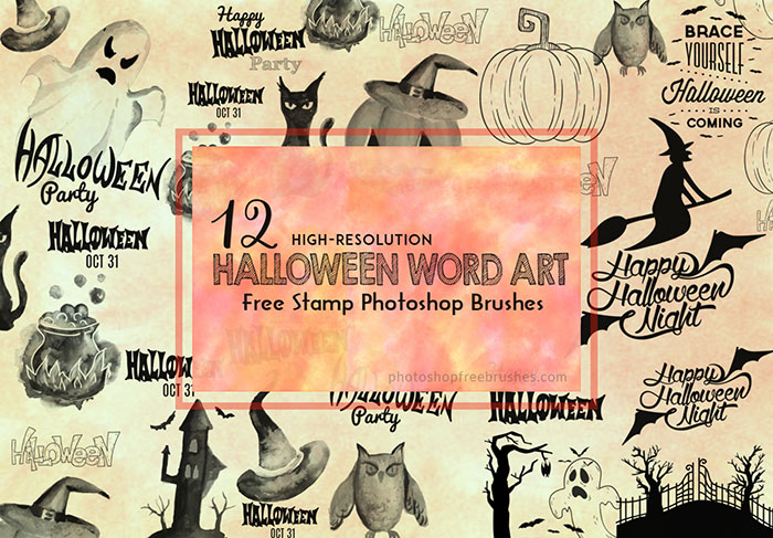 halloween word art brushes