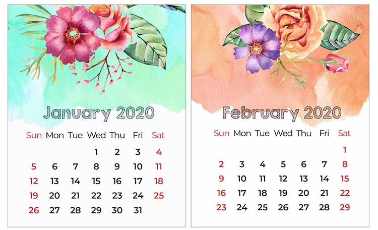 printable mini calendar january