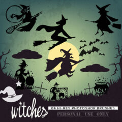Witch Clip Art Brushes: Enhance Your Halloween Designs with Magical Charm