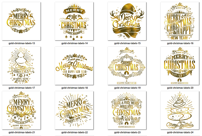 gold christmas labels