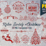 39 Swirly Retro Christmas Clip Art in PNG Format