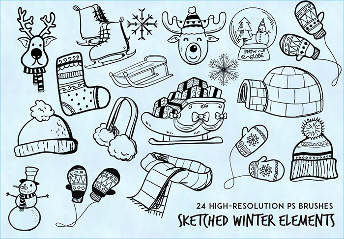 sketched winter design elements