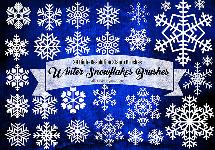 Winter Snowflake Brushes: 29 Accents for Your Holiday Designs
