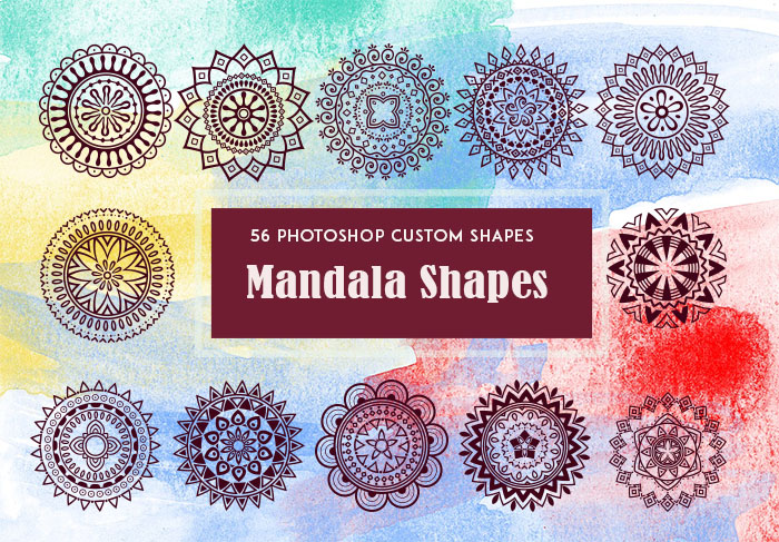 Indian Mandala Custom Shapes for Photoshop: 56 Designs to Get Free