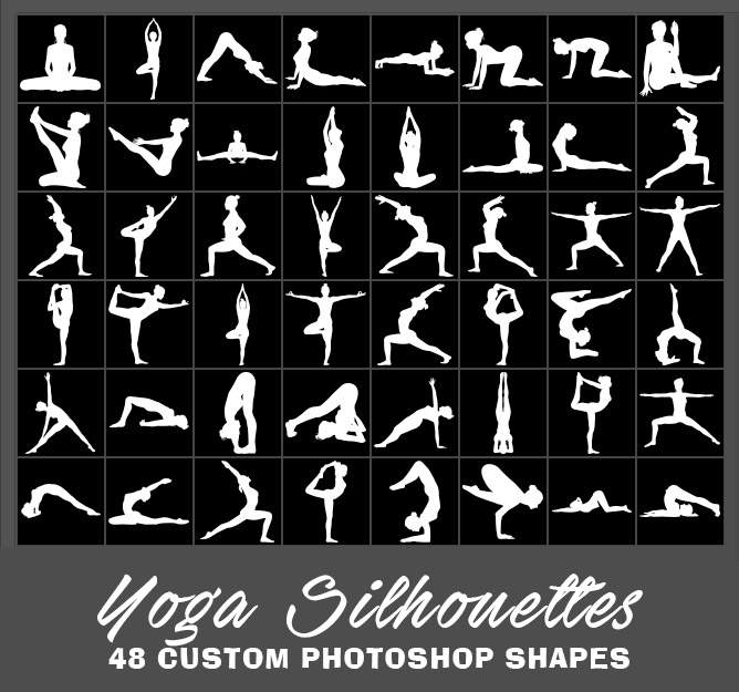 yoga pose silhouettes as custom shapes