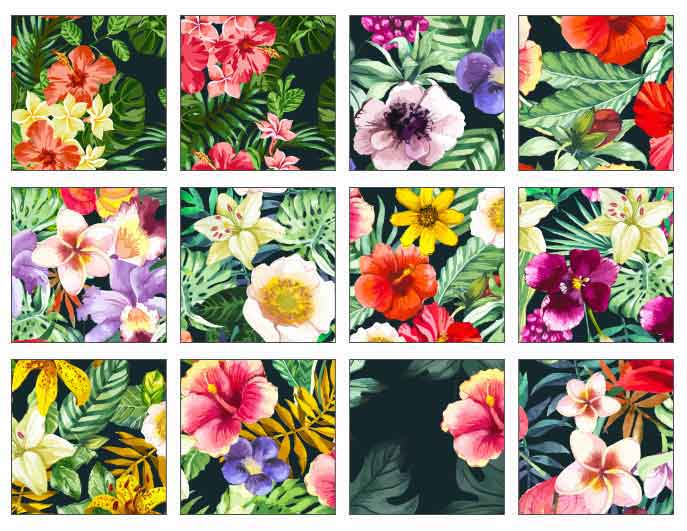 watercolor floral pattern tile