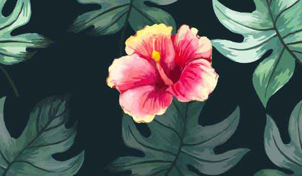 watercolor floral pattern hibiscus