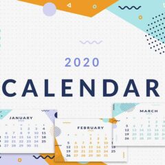 Vibrant 2020 Mini Calendar Set in Memphis Design Style