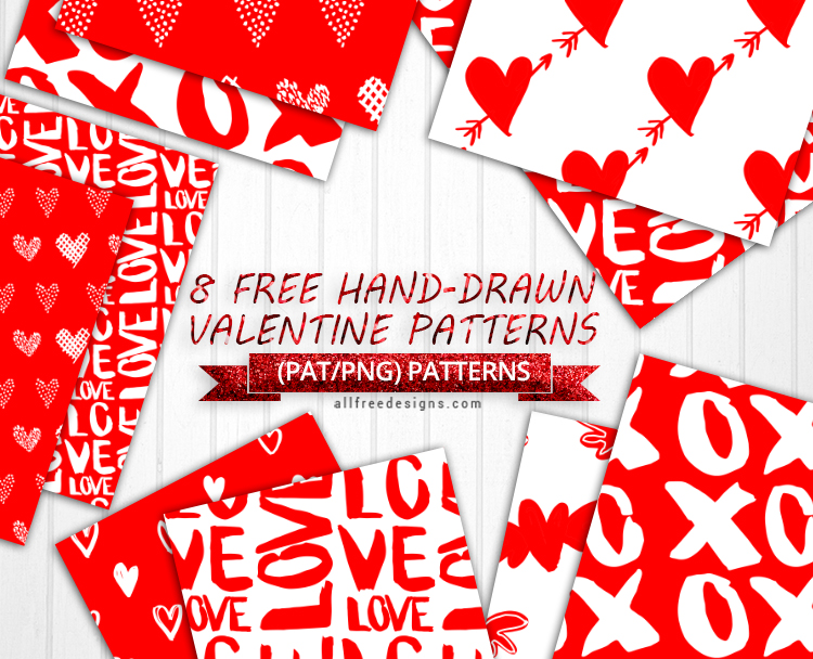 hand-drawn valentine patterns preview