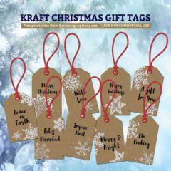 Free Printable Christmas Gift Tags in Kraft Paper